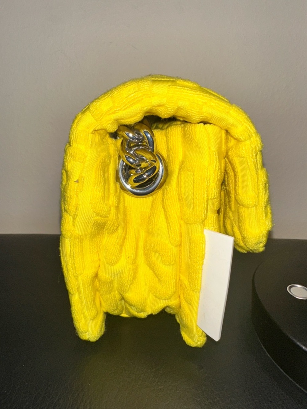 Marc Jacobs Puffy Monogram Chain Shoulder Bag Bright Yellow Jacquard | Like New - Picture 5 of 13